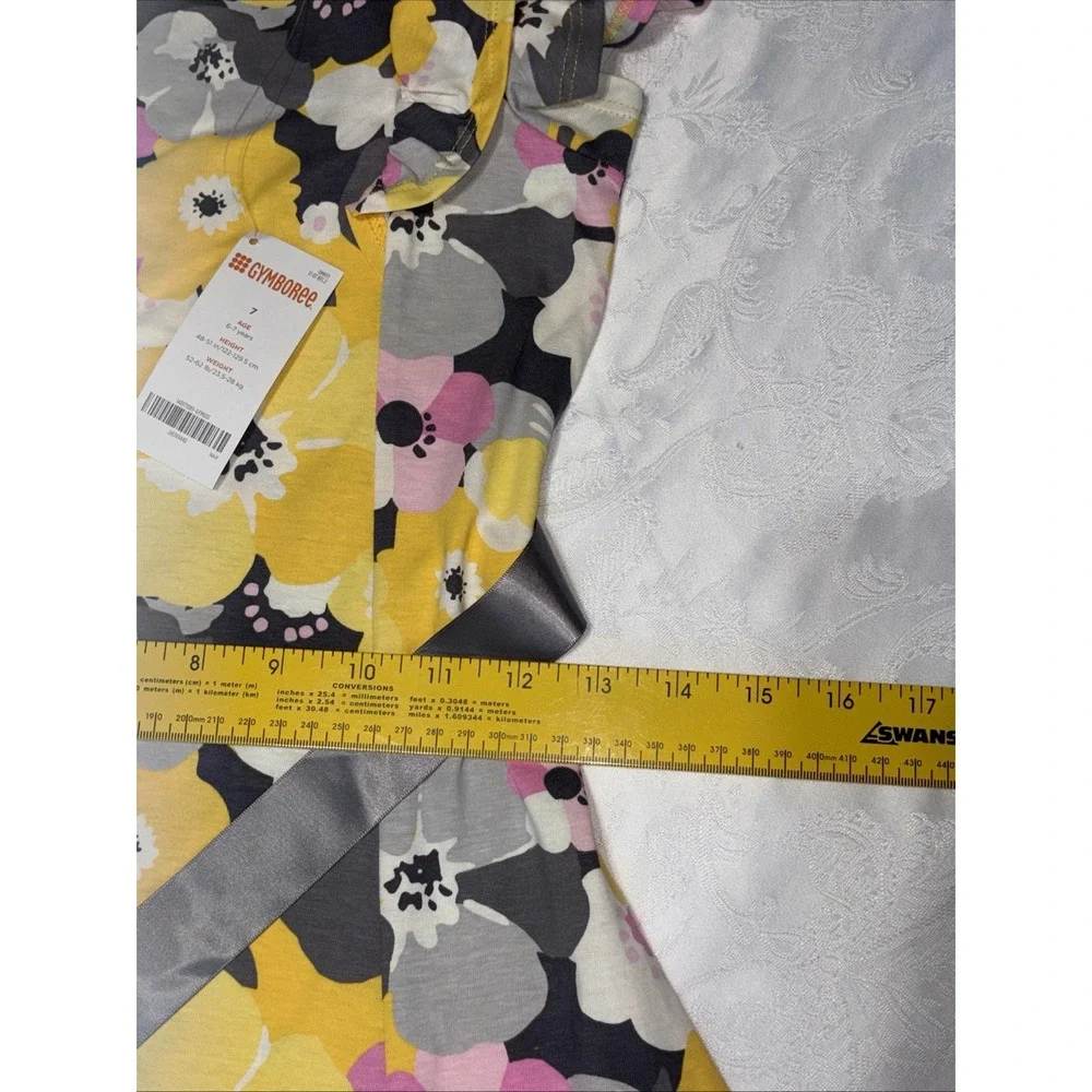 NWT Girls Gymboree HELLO YELLOW Floral Print DRESS Sz 7‎  100% Cotton School